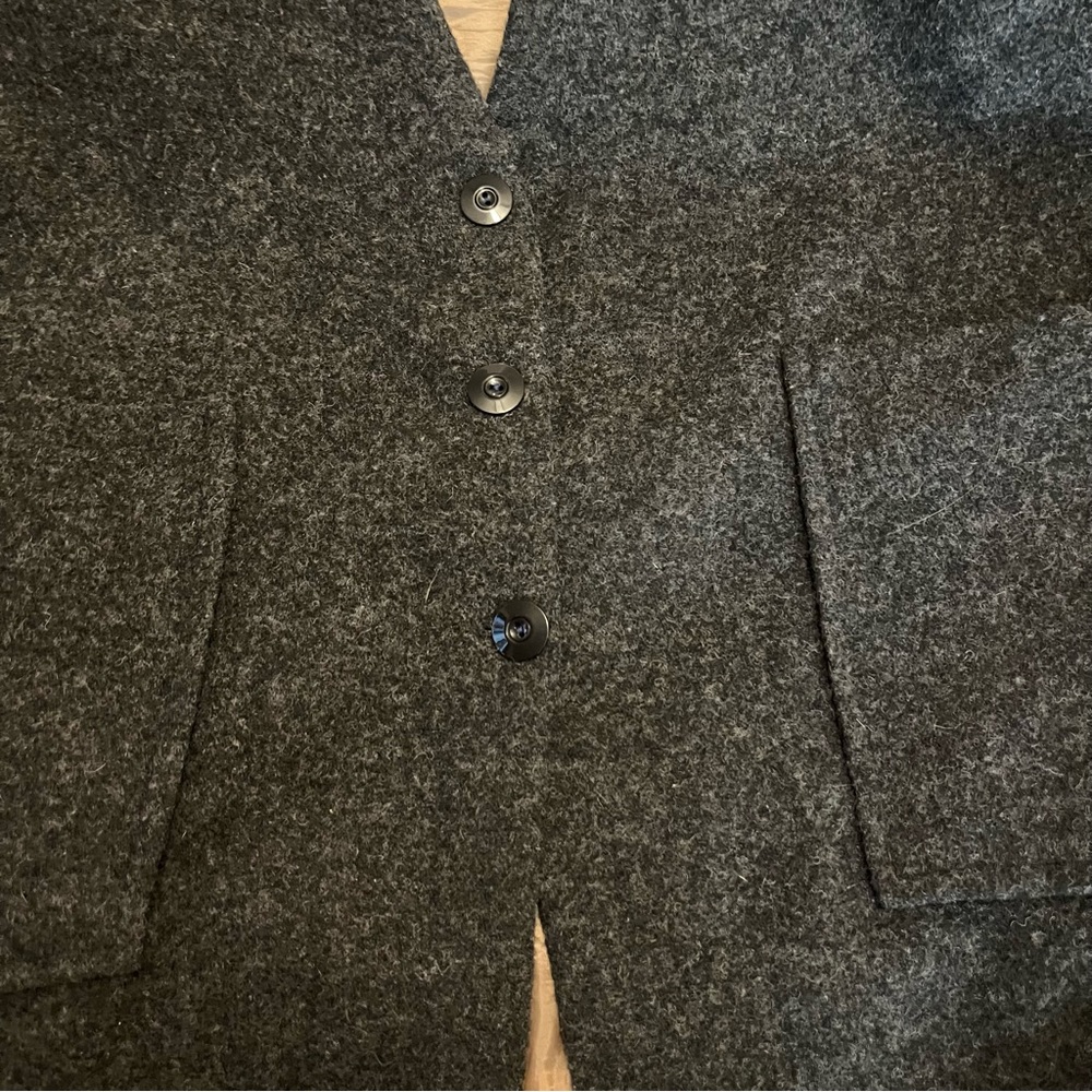 Vintage Gray Lined Front Patch Pockets Button Dow… - image 3